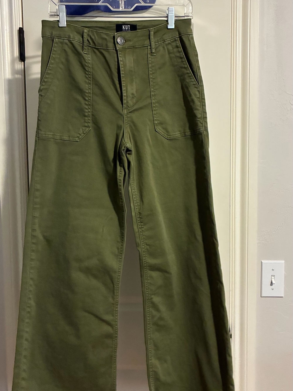 Kut from the Kloth Olive Green Wide-Leg Utility Pants